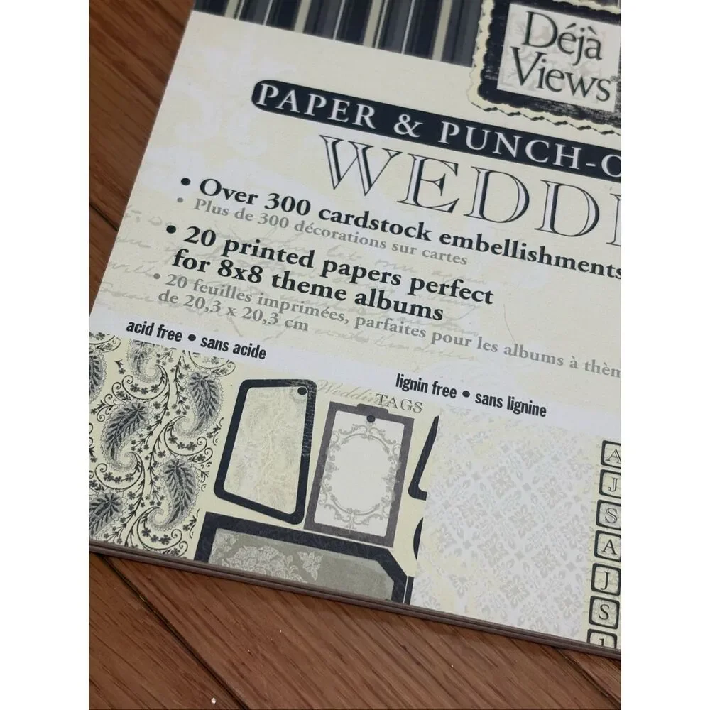 Déjà Views wedding-themed paper and punch-out card stock labels